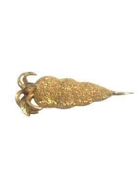 Vintage Gold-Toned Textured Carrot Brooch Pin Jewelry Accessory 3 Inches Long